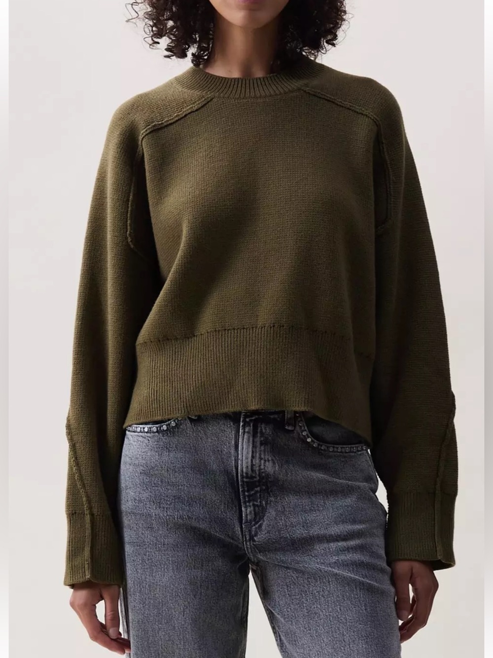 NWT rag & bone Lysa Crewneck Sweater Olive Size Medium